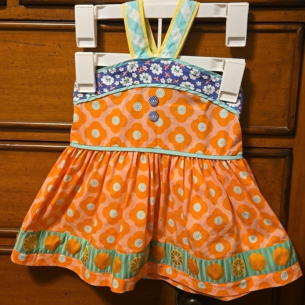 Matilda Jane Girls Meringue Top with Orange Citrus Detailing Size 6